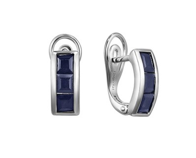 Серьги из серебра с камнем Сапфир фото, цены