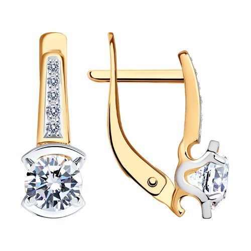 Серьги из золота с камнем Фианит фото, цены