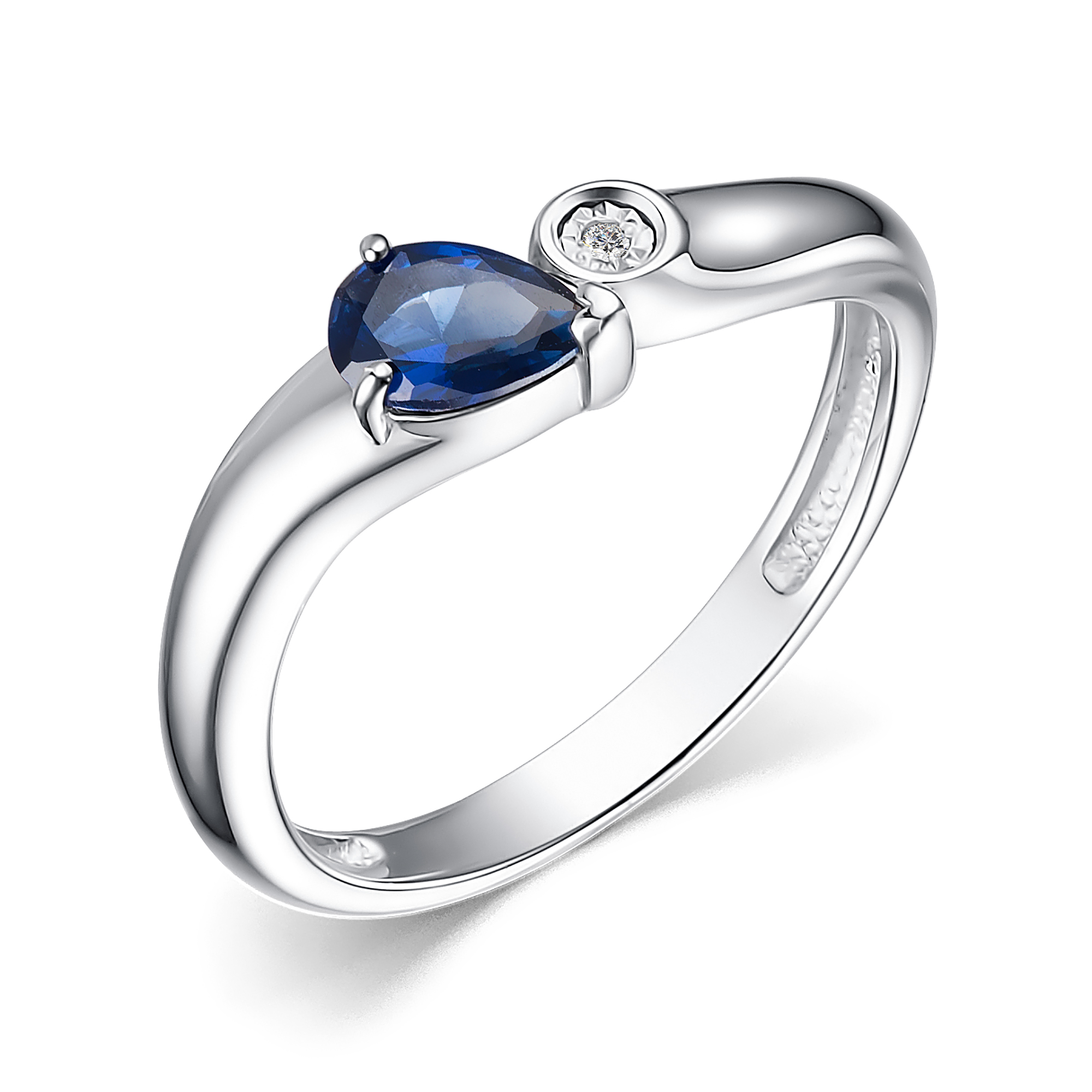 Кольцо из серебра с камнем Бриллиант, Сапфир г/т фото, цены