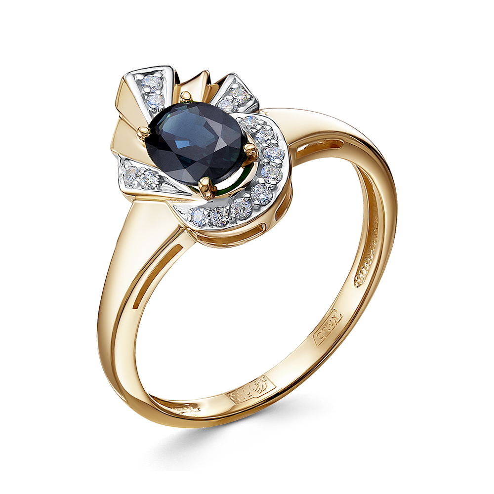 Кольцо из золота с камнем Бриллиант, Сапфир фото, цены