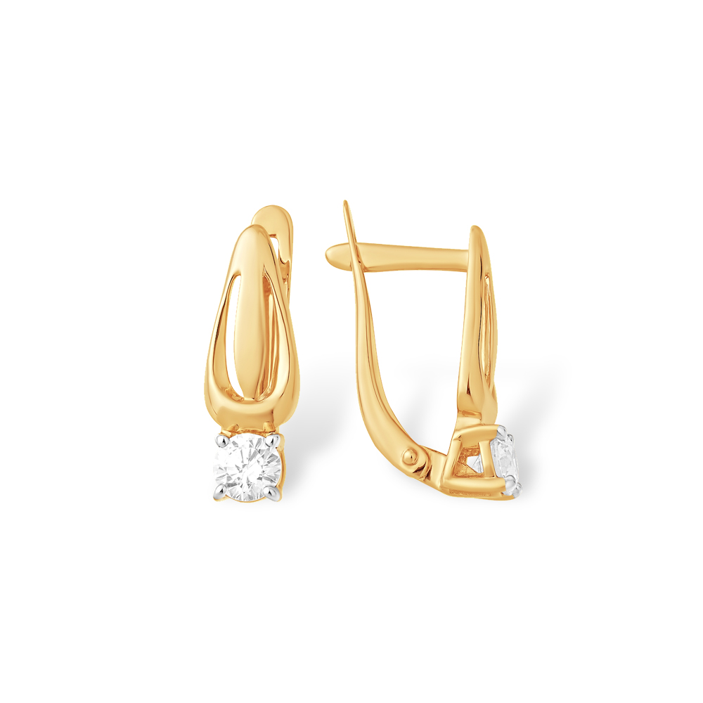 Серьги из золота с камнем Фианит фото, цены