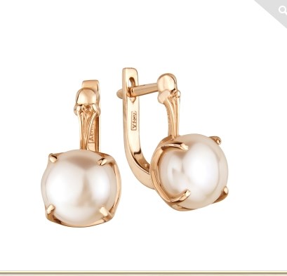 Серьги из золота с камнем Жемчуг фото, цены