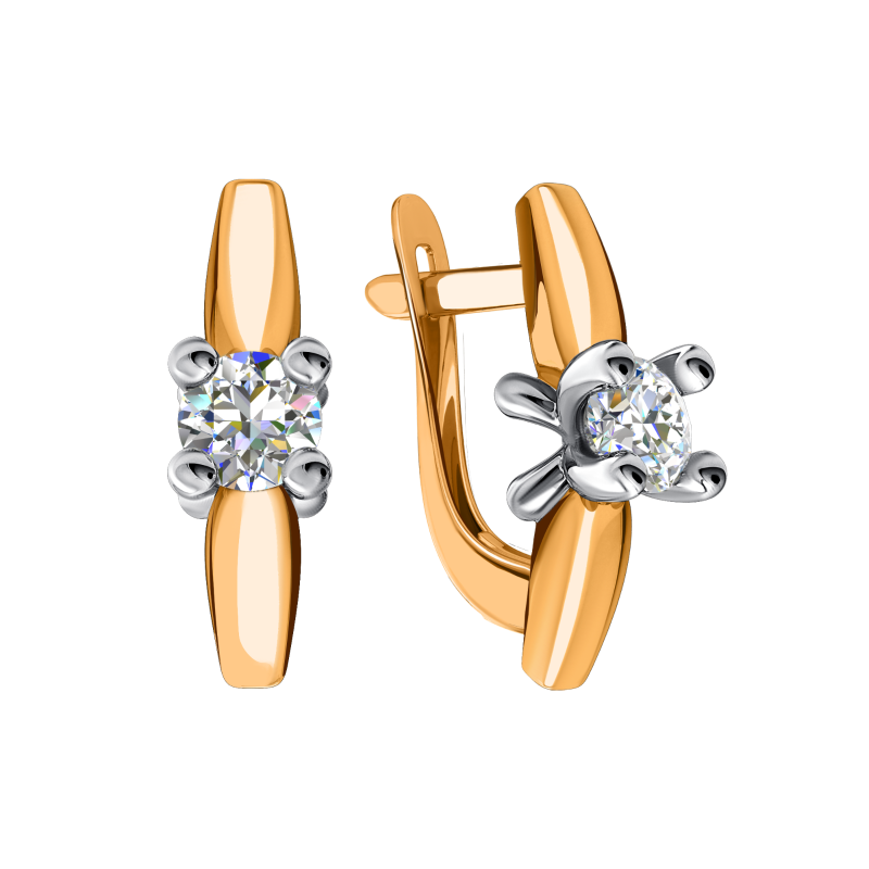 Серьги из золота с камнем Фианит фото, цены