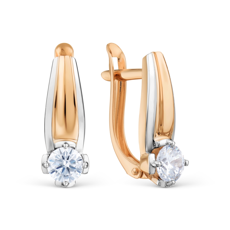 Серьги из золота с камнем Фианит фото, цены