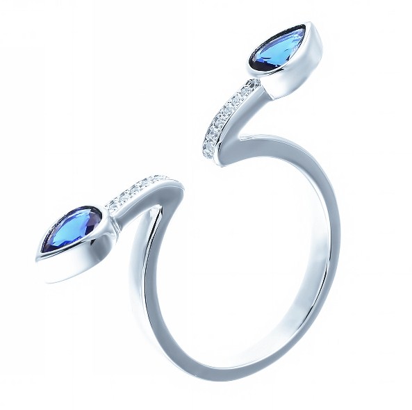 Кольцо из серебра с камнем Циркон, Шпинель синт. фото, цены