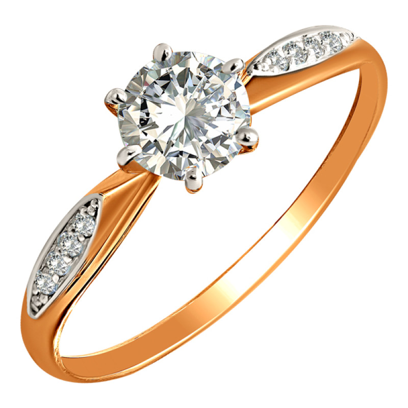 Кольцо из золота с камнем Фианит фото, цены