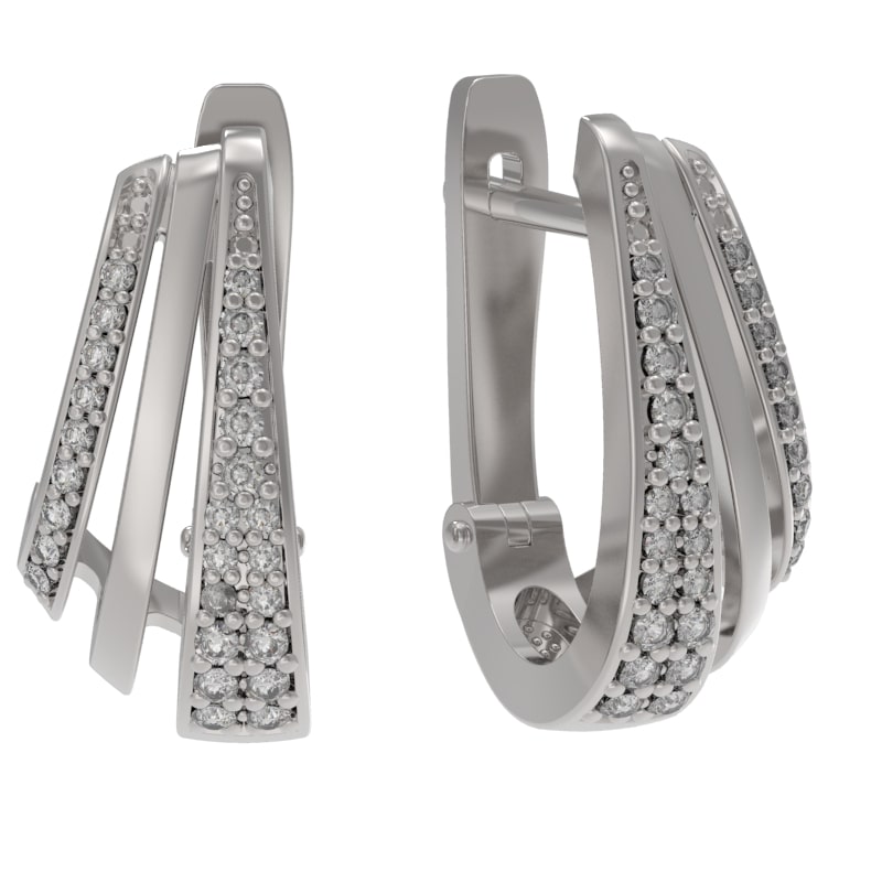 Серьги из серебра с камнем Фианит фото, цены