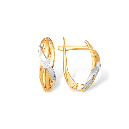 Серьги из золота с камнем Фианит фото, цены