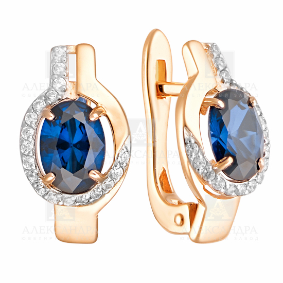 Серьги из золота с камнем Гранат, Фианит фото, цены