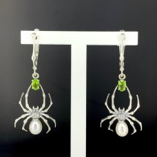 Серьги из серебра с камнем Топаз, Жемчуг фото, цены