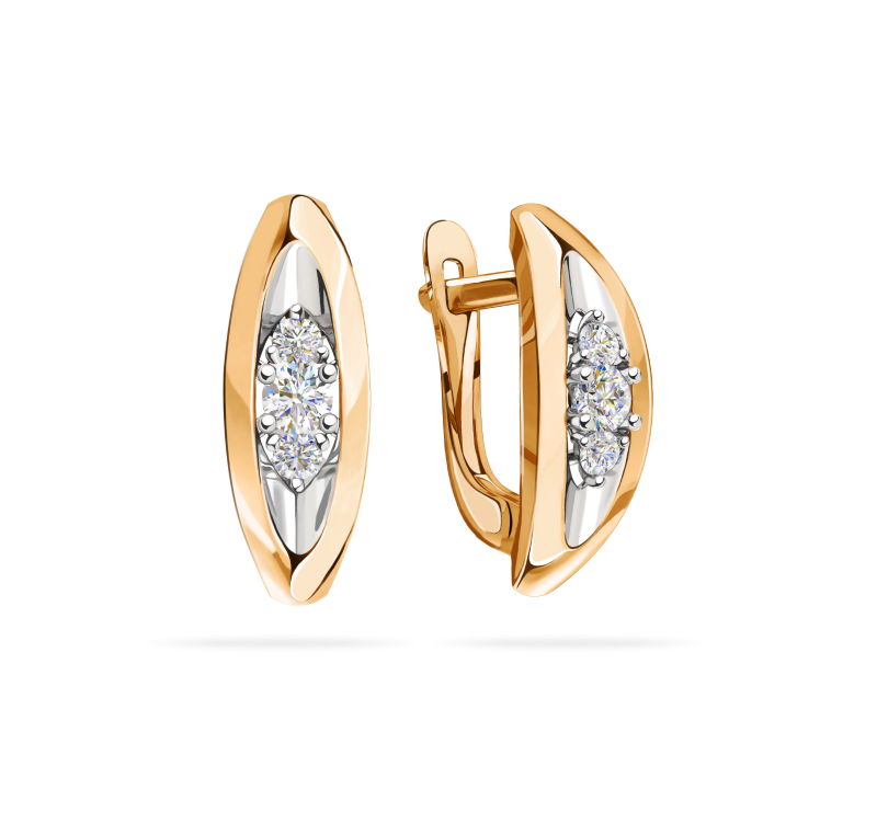 Серьги из золота с камнем Фианит фото, цены