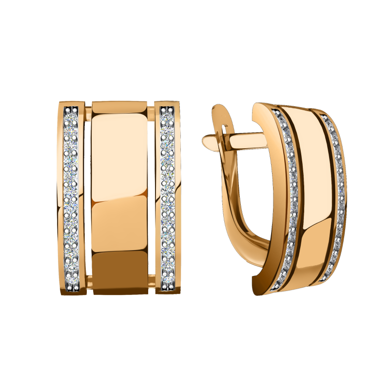 Серьги из золота с камнем Фианит фото, цены