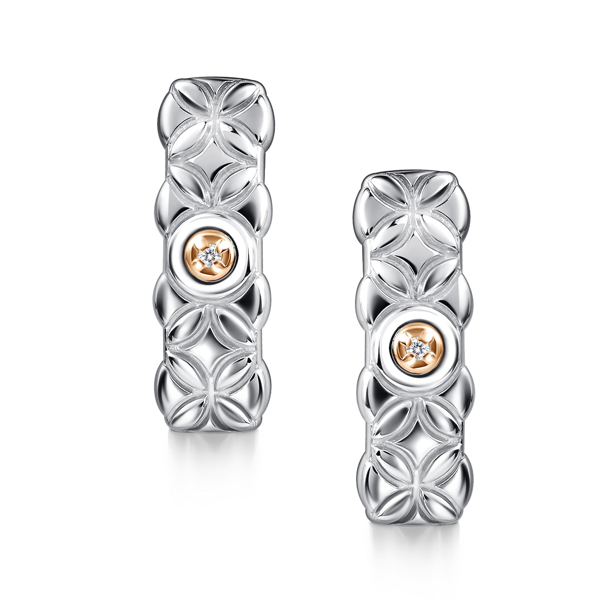 Серьги из серебра с камнем Бриллиант, вставками золота фото, цены