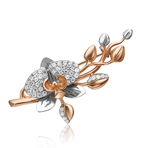 Брошь из золота с камнем Фианит фото, цены