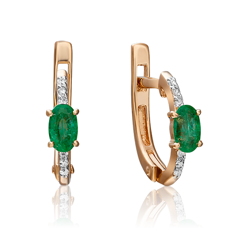 Серьги из золота с камнем Бриллиант, Изумруд фото, цены