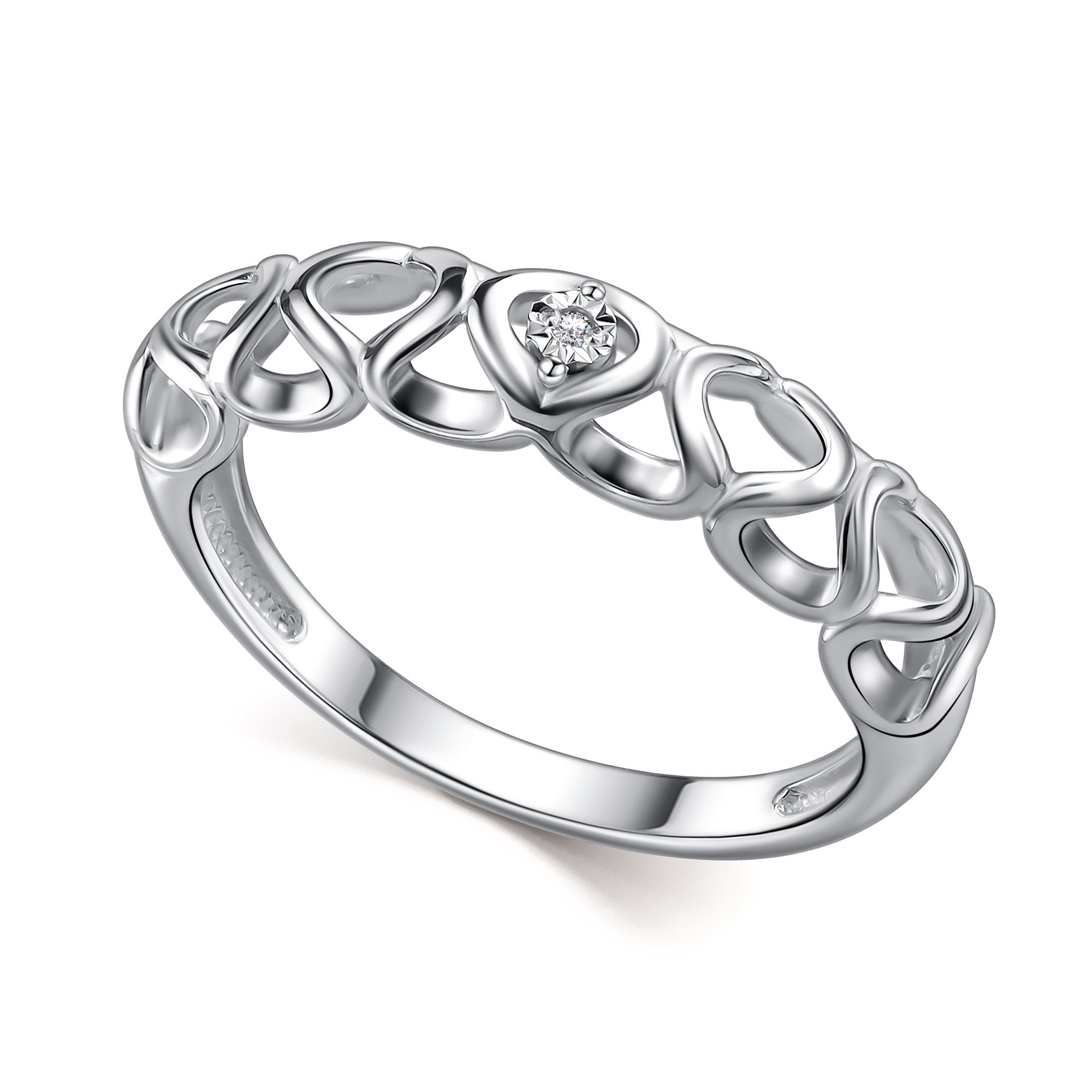 Кольцо из серебра с камнем Бриллиант фото, цены