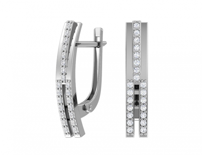 Серьги из серебра с камнем Фианит фото, цены