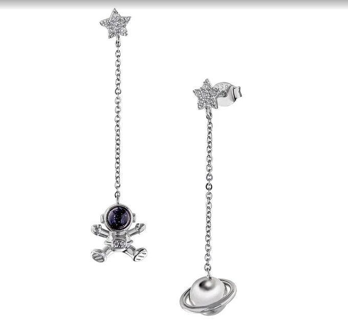 Пуссеты из серебра с камнем Куб цирконий, Авантюрин фото, цены