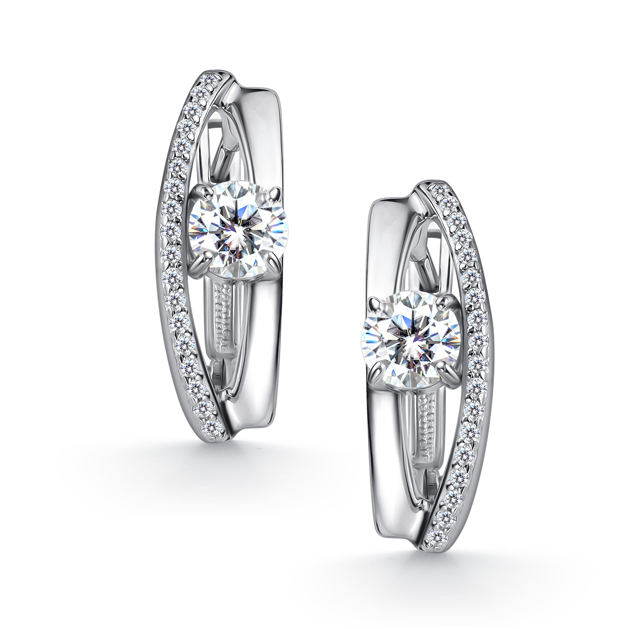 Серьги из серебра с камнем Фианит фото, цены