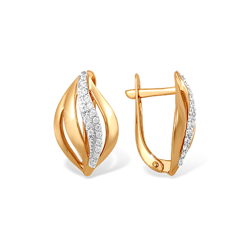 Серьги из золота с камнем Фианит фото, цены