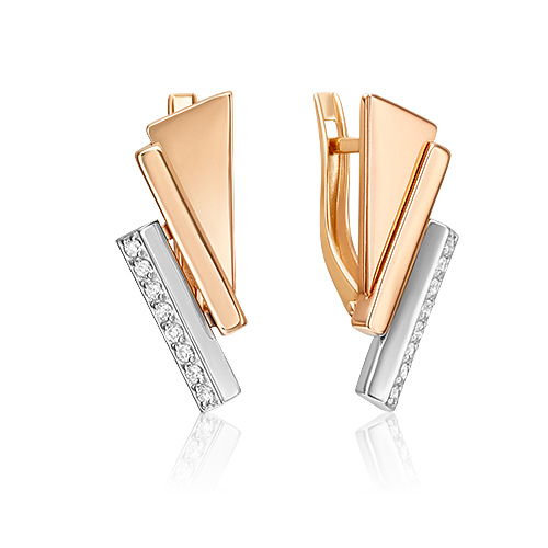 Серьги из золота с камнем Фианит фото, цены