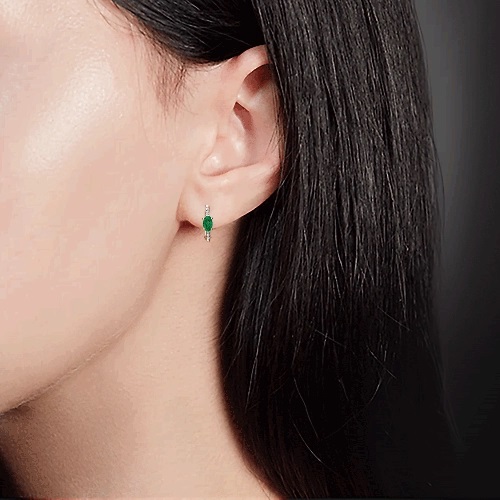 Серьги из золота с камнем Бриллиант, Изумруд фото, цены