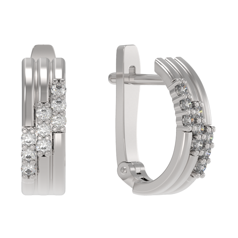 Серьги из серебра с камнем Фианит фото, цены