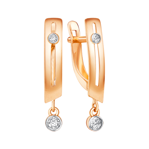 Серьги из золота с камнем Фианит фото, цены