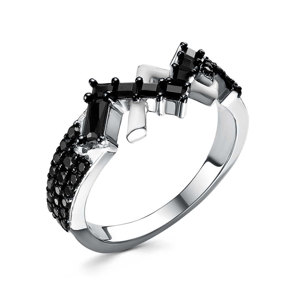 Кольцо из серебра с камнем вставками эмали, Шпинель фото, цены