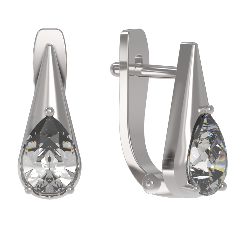 Серьги из серебра с камнем Фианит фото, цены