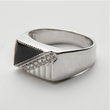 Печатка из серебра с камнем Фианит, Агат фото, цены