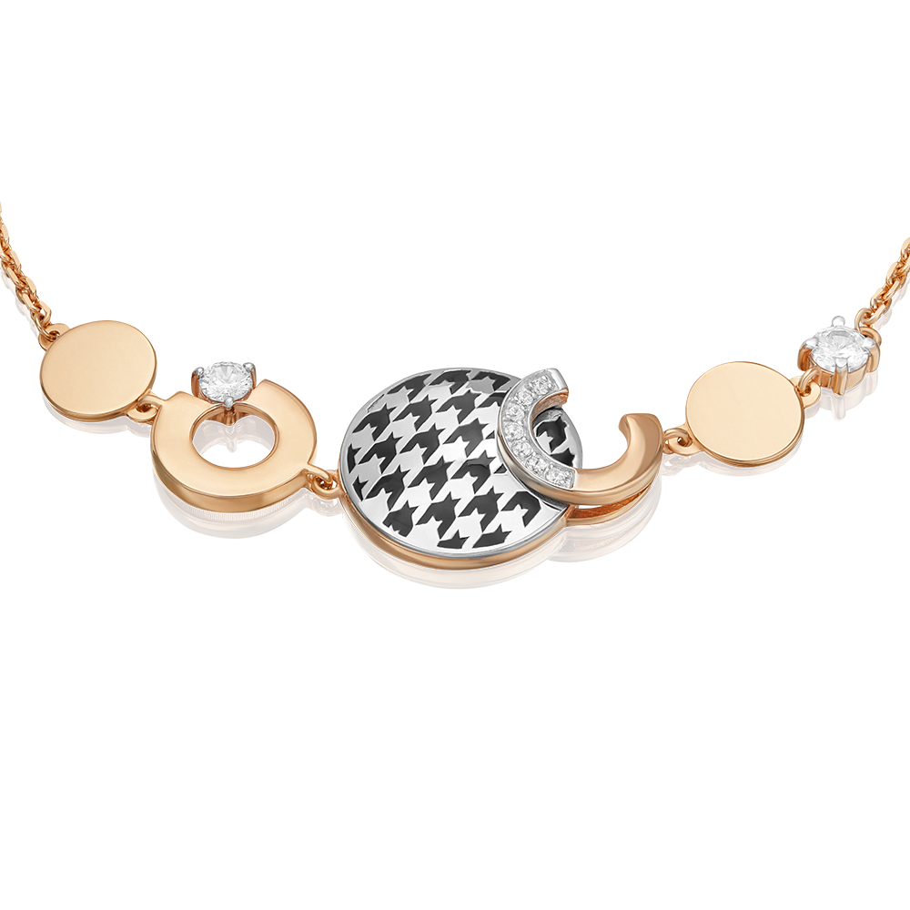 Браслет из золота с камнем Фианит, вставками эмали фото, цены