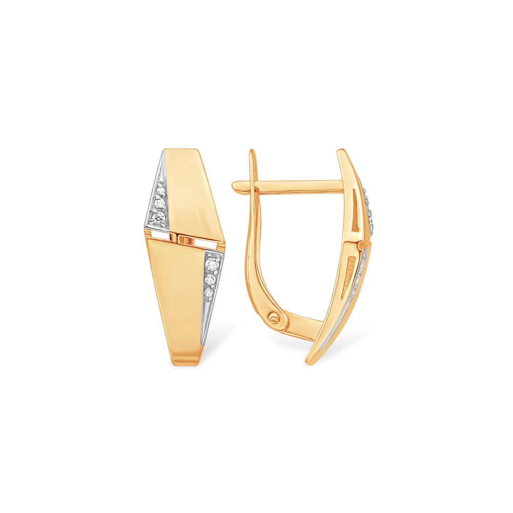 Серьги из золота с камнем Фианит фото, цены