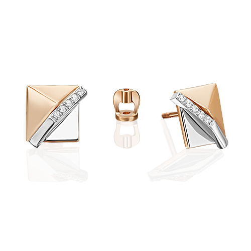 Пуссеты из золота с камнем Фианит фото, цены