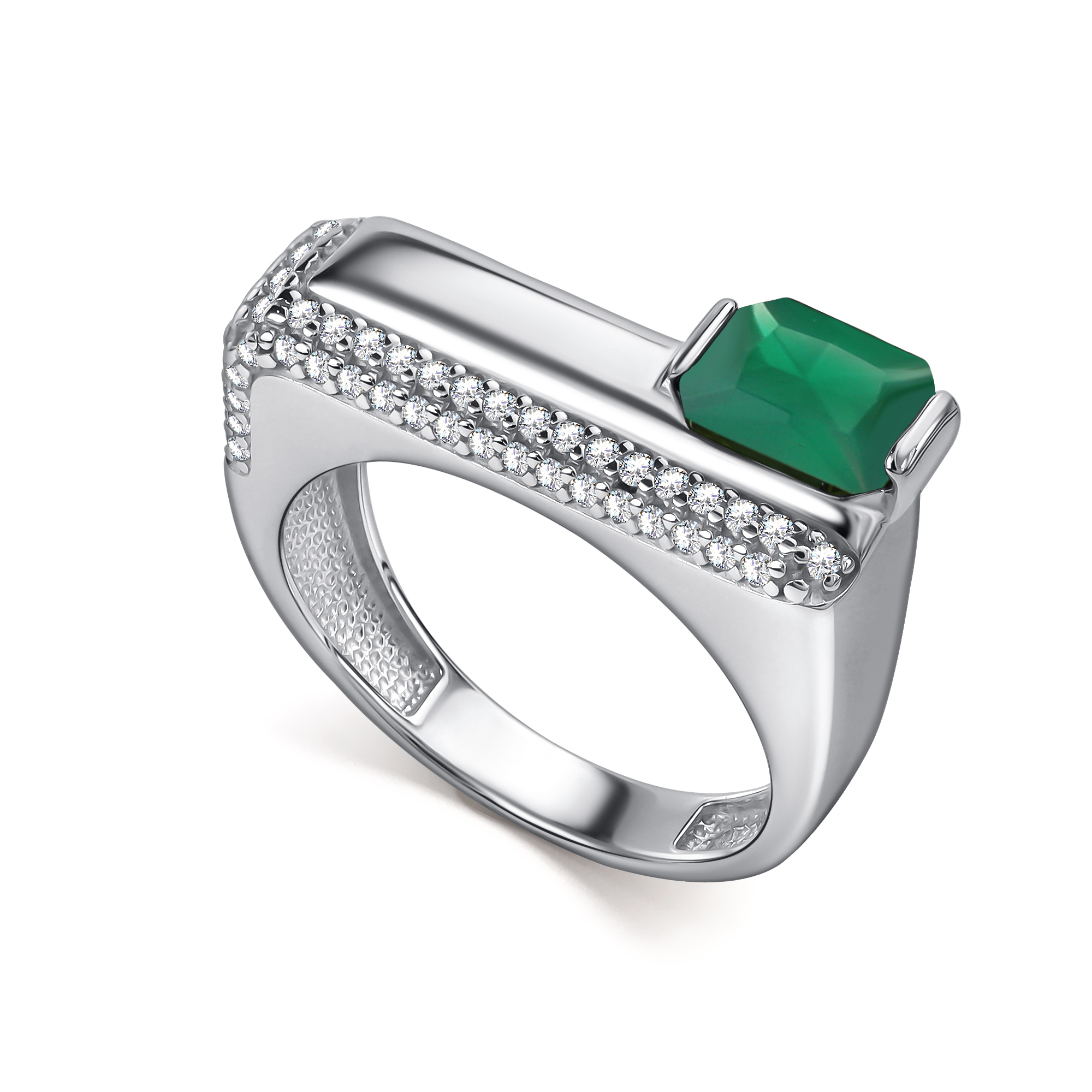 Кольцо из серебра с камнем Фианит, Агат фото, цены