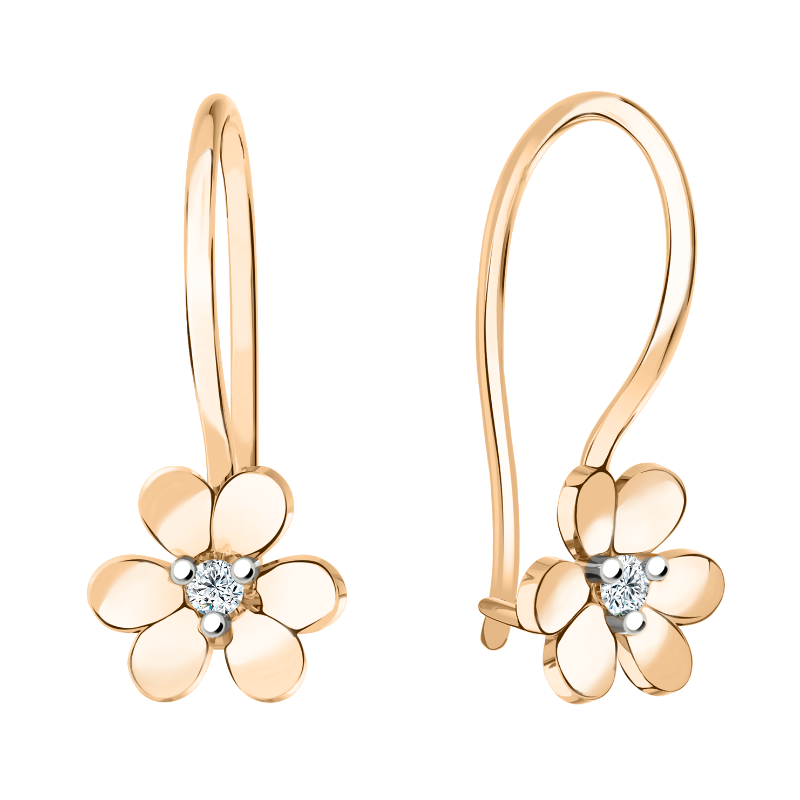 Серьги из золота с камнем Фианит фото, цены