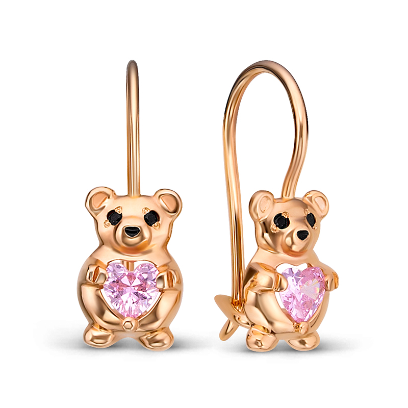 Серьги из золота с камнем Фианит, вставками эмали фото, цены