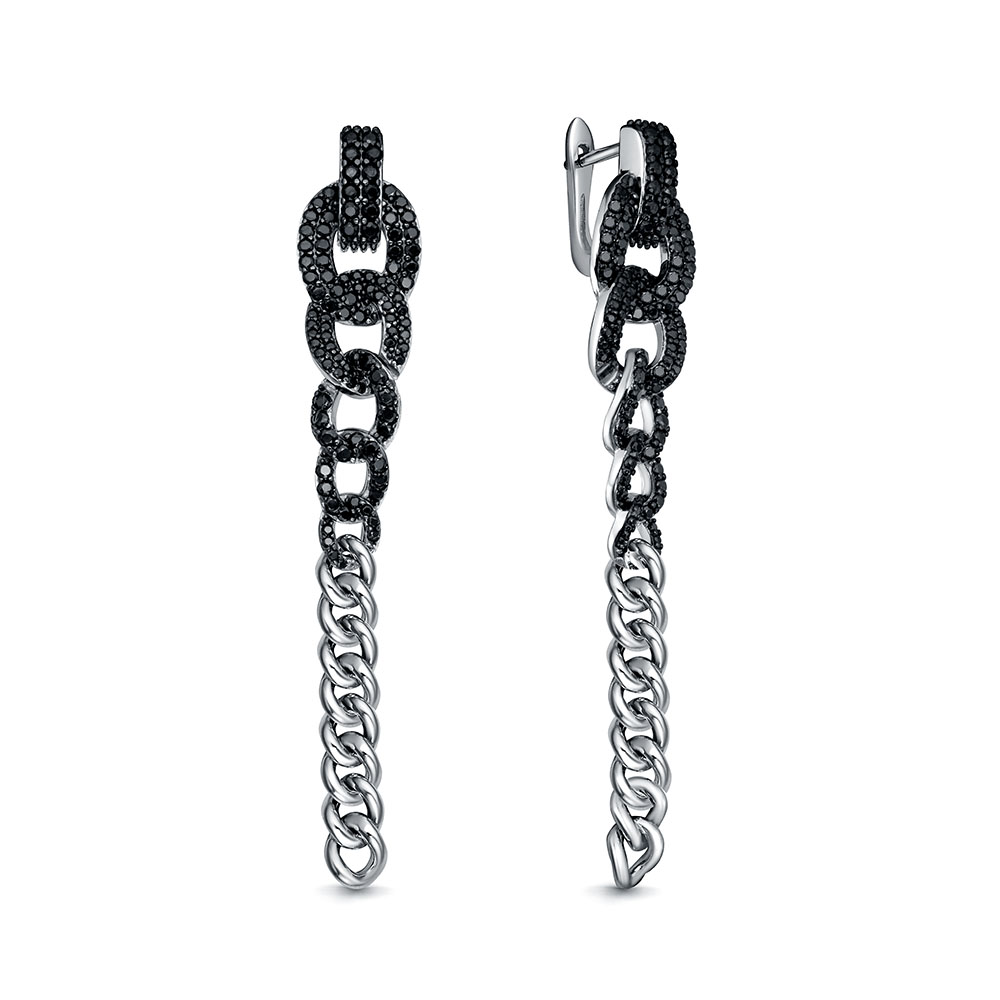 Серьги из серебра с камнем Шпинель фото, цены