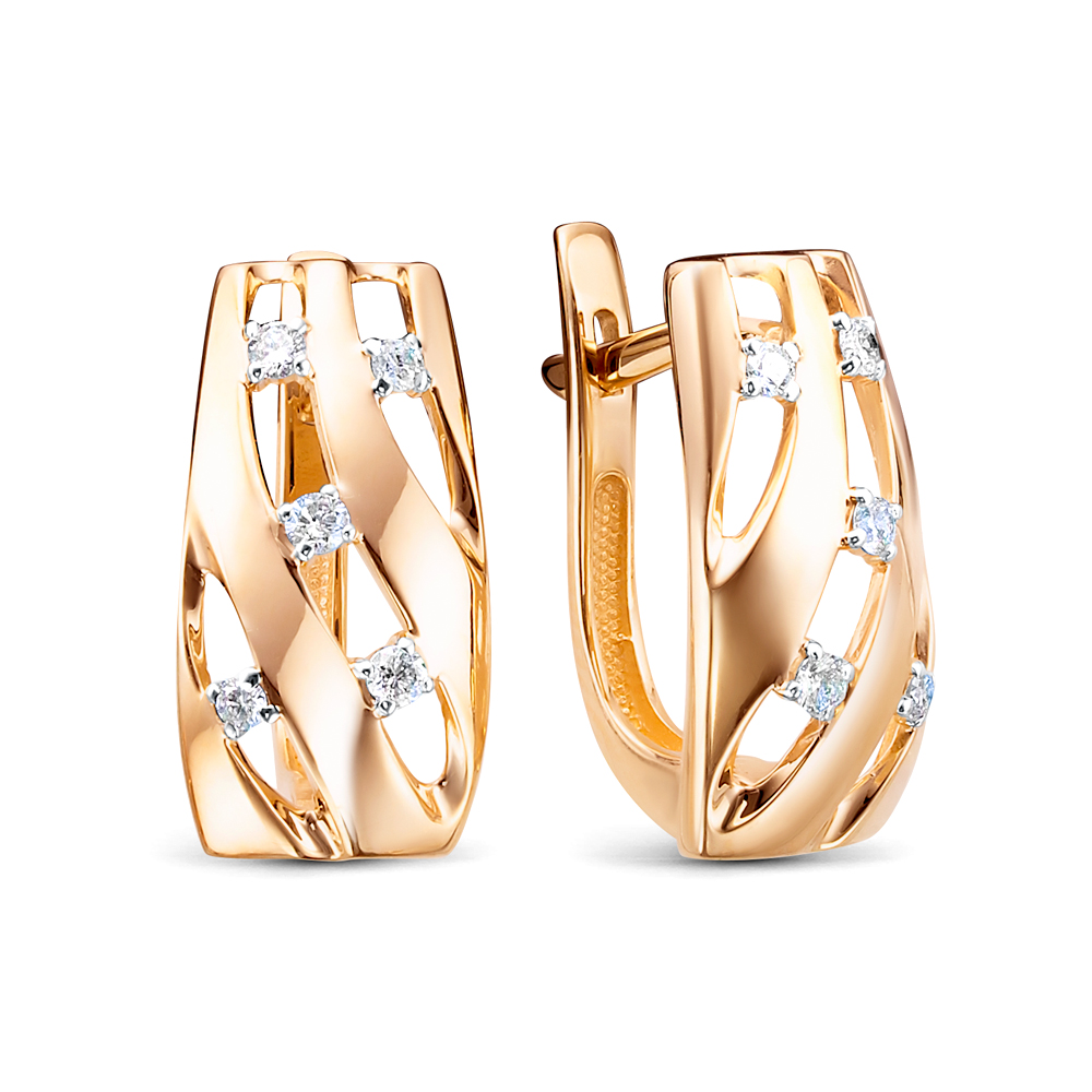 Серьги из золота с камнем Бриллиант фото, цены