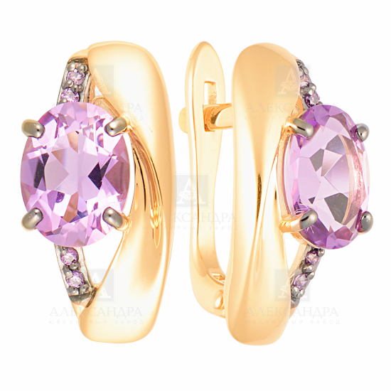 Серьги из золота с камнем Лондон топаз, Фианит фото, цены