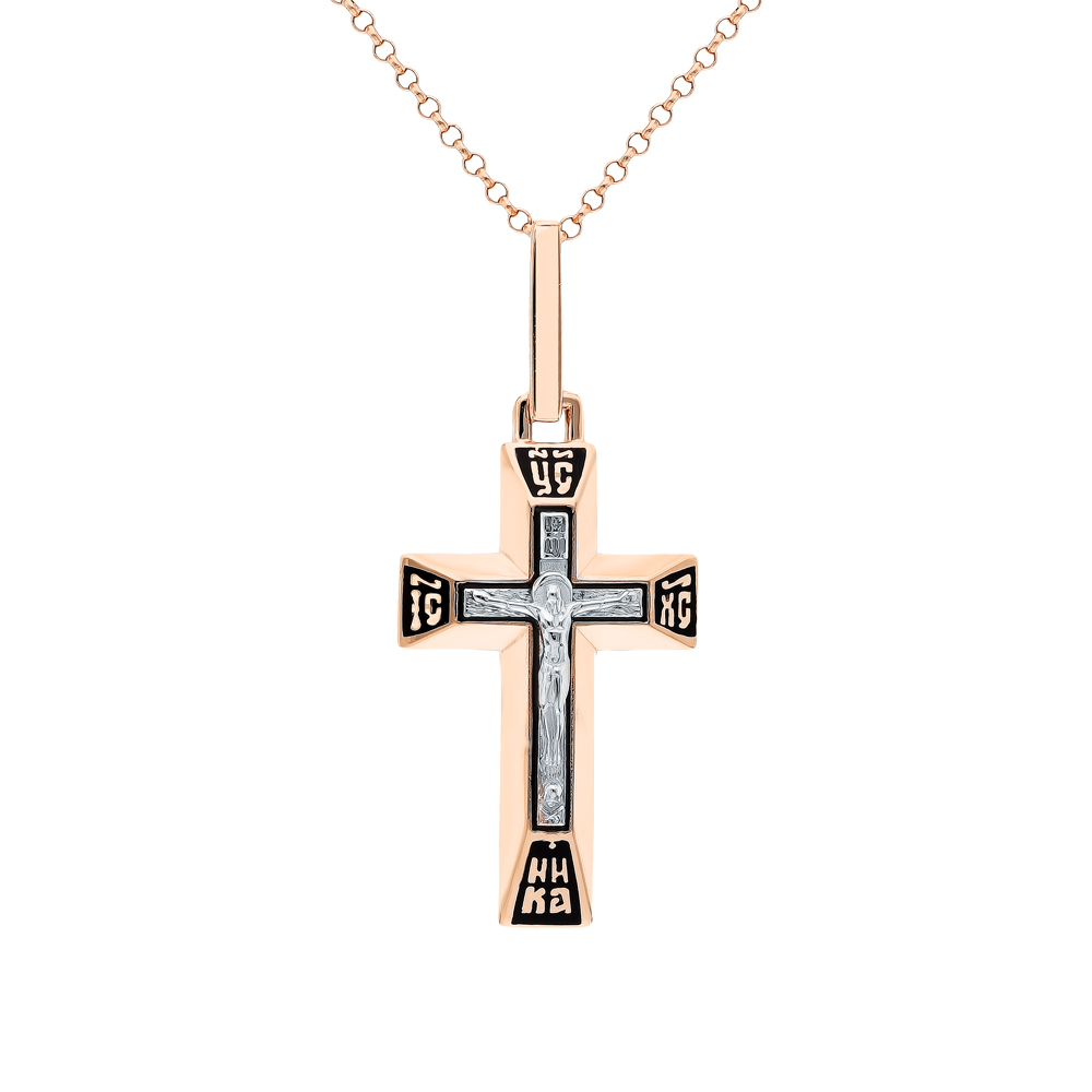 Крест из золота с камнем вставками эмали фото, цены