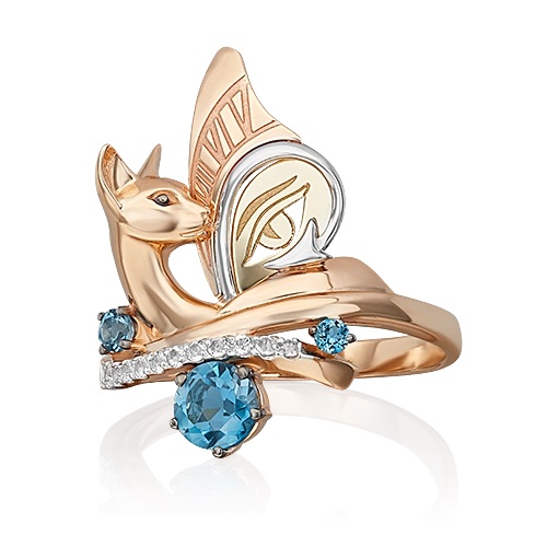 Кольцо из золота с камнем Топаз фото, цены