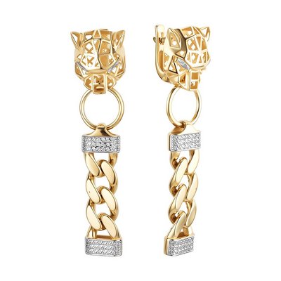 Серьги из золота с камнем Фианит фото, цены