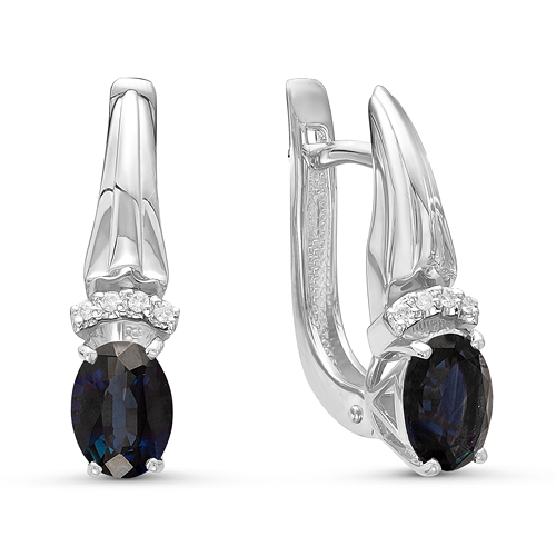 Серьги из золота с камнем Бриллиант, Сапфир фото, цены