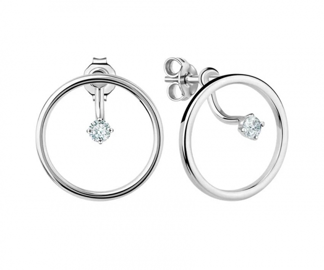 Пуссеты из серебра с камнем Фианит фото, цены