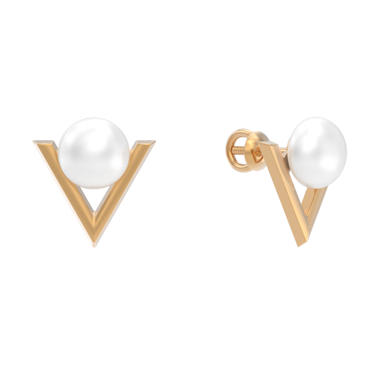 Пуссеты из золота с камнем Жемчуг фото, цены