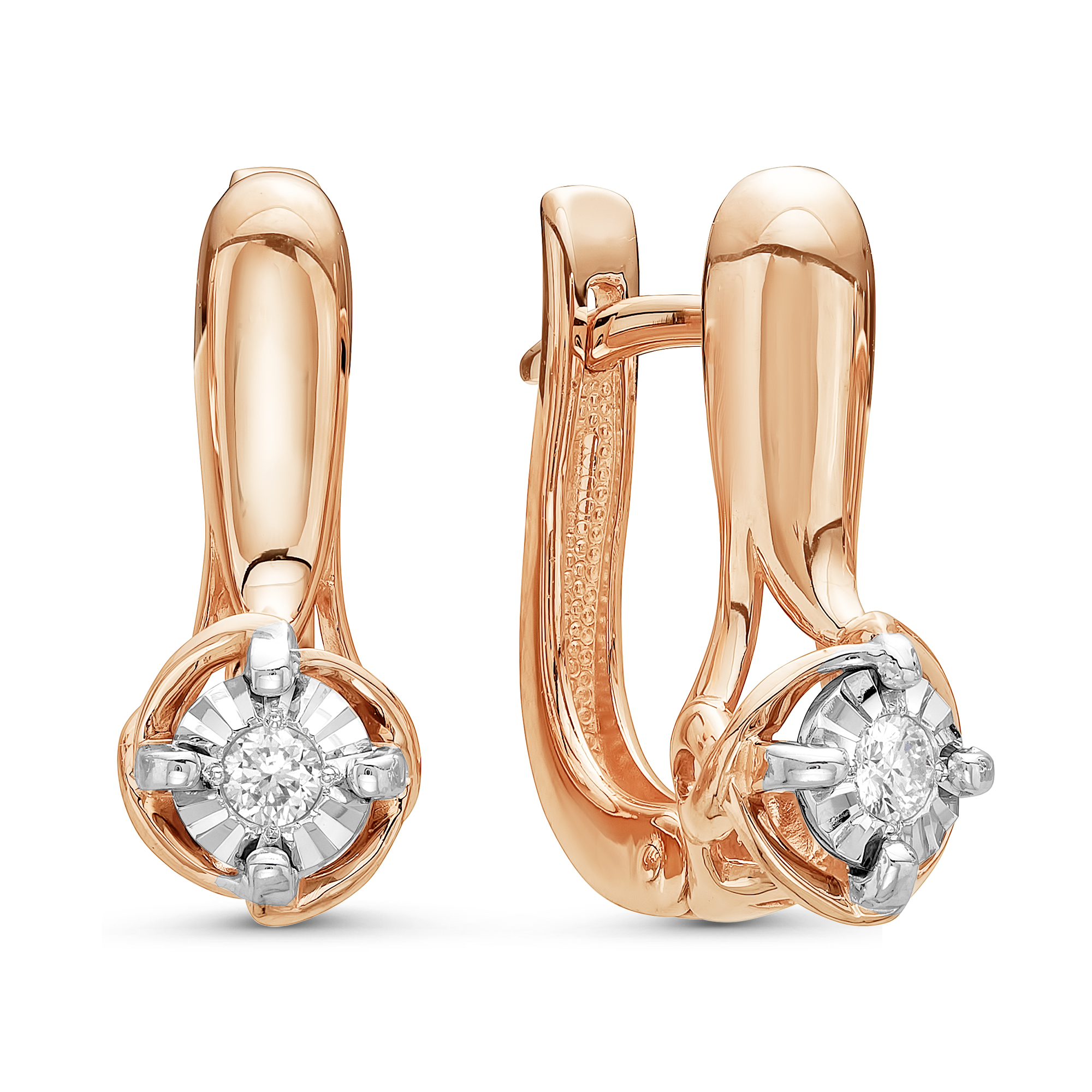 Серьги из золота с камнем Бриллиант фото, цены