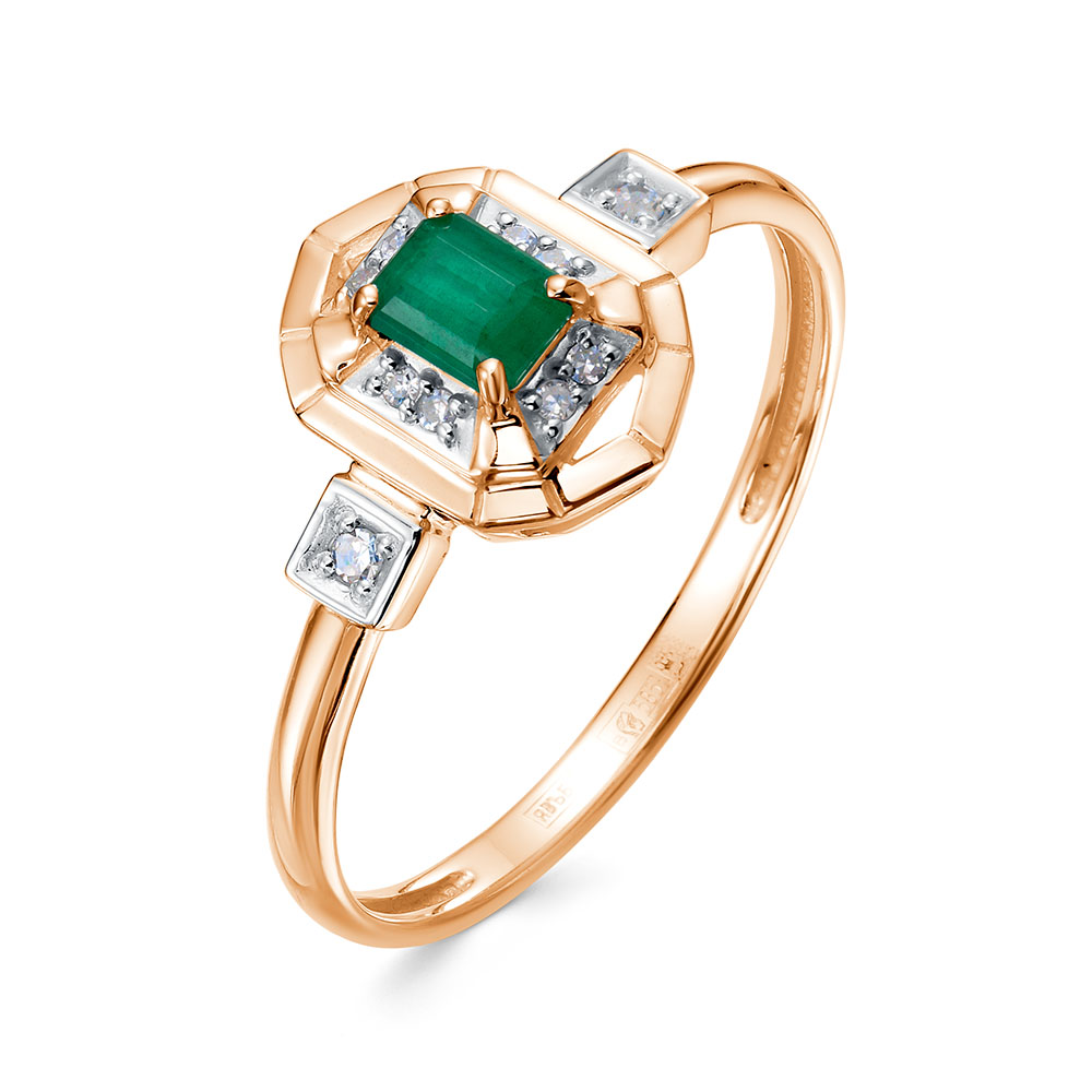 Кольцо из золота с камнем Бриллиант, Изумруд фото, цены