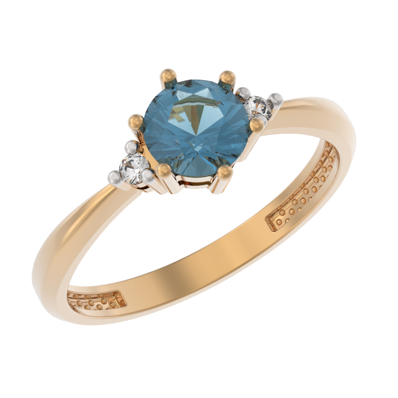 Кольцо из золота с камнем Топаз, Фианит фото, цены