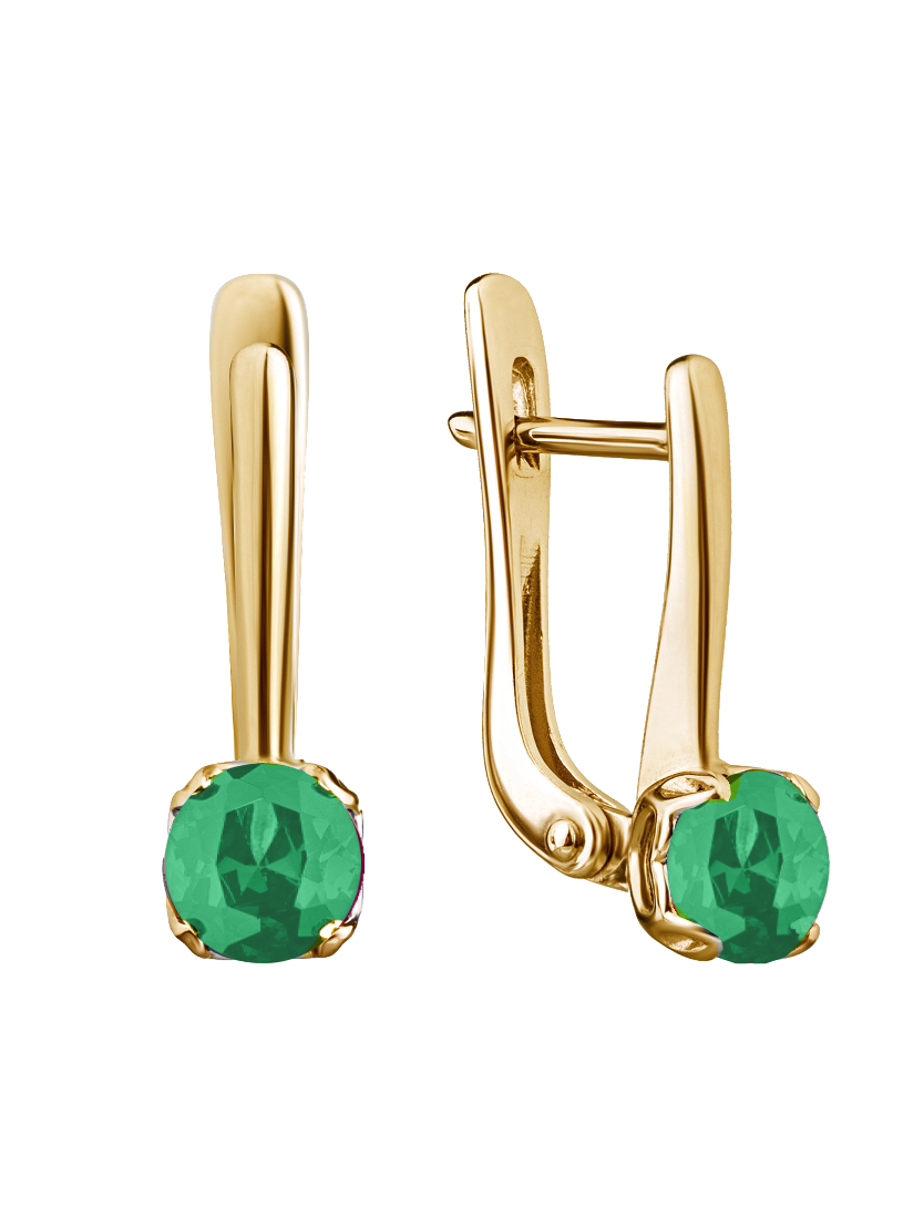 Серьги из золота с камнем Изумруд фото, цены